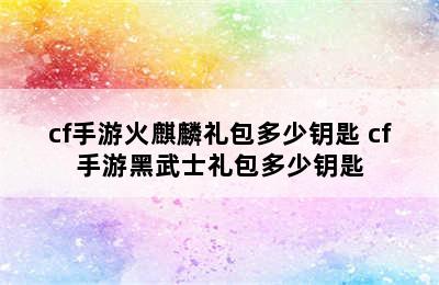 cf手游火麒麟礼包多少钥匙 cf手游黑武士礼包多少钥匙